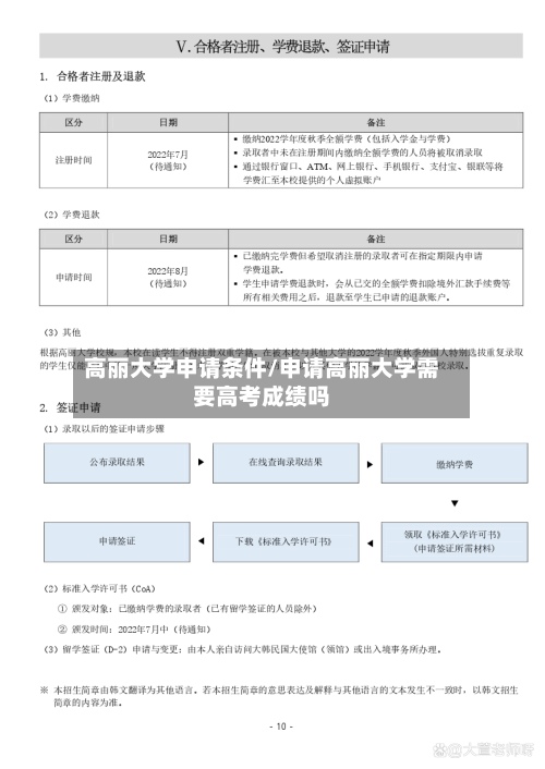 高丽大学申请条件/申请高丽大学需要高考成绩吗-第3张图片