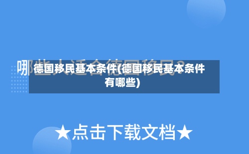 德国移民基本条件(德国移民基本条件有哪些)
