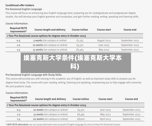 埃塞克斯大学条件(埃塞克斯大学本科)