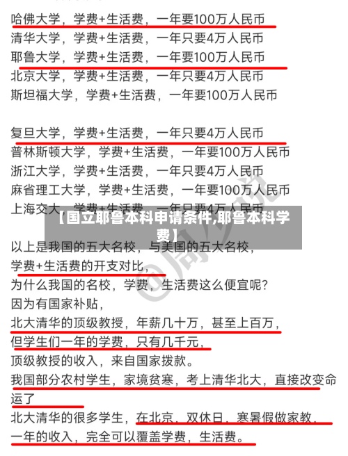 【国立耶鲁本科申请条件,耶鲁本科学费】